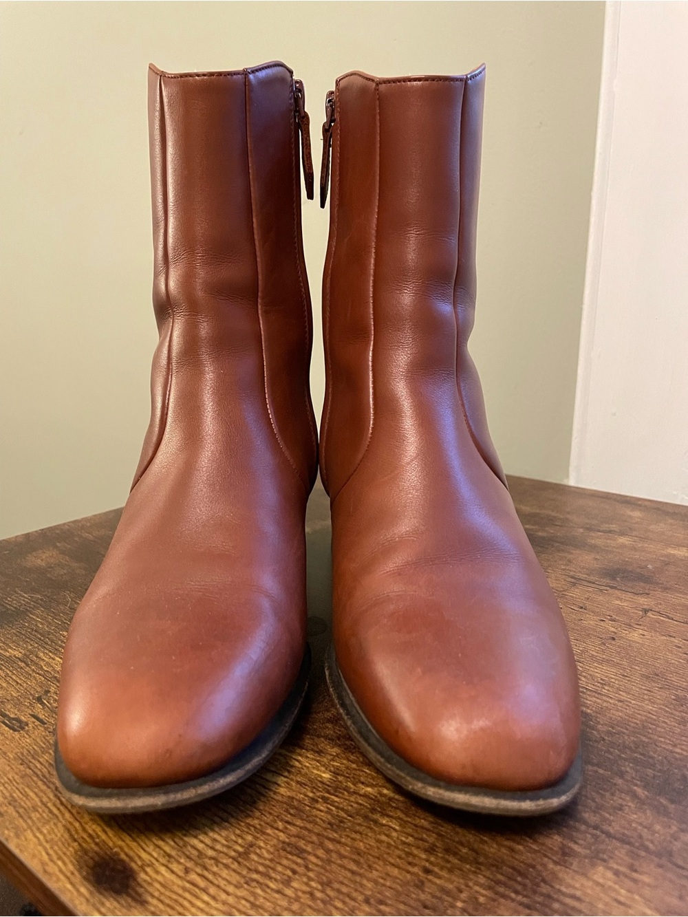 Hermes Brown Leather Ankle Boots with Block Heel - Picture 5 of 7